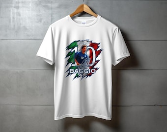 Roberto Baggio Italy 90s Football Shirt, Azzurri Legend Graphic Tee (100% Cotton)