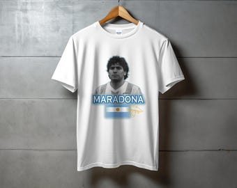 Diego Maradona Retro Football T-Shirt, Argentine Soccer Legend Tee