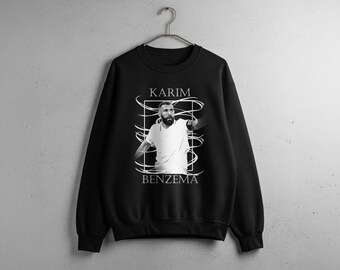 Karim Benzema Football Sweatshirt, French Striker Tribute, Retro Soccer Fan Gift