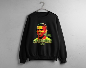 Ronaldo Nazario R9 Brazil Sweatshirt, Retro Football Legend Crewneck