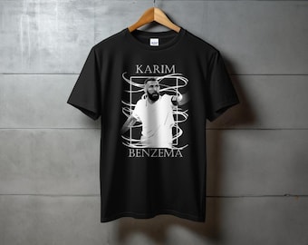 Karim Benzema Football T-Shirt, Real Madrid Icon, Ballon d'Or Graphic Tee