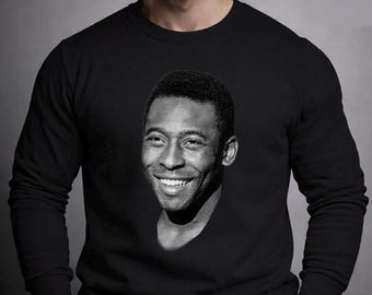 Felpa vintage con logo del calcio di Pelé, girocollo con icona del calcio brasiliano