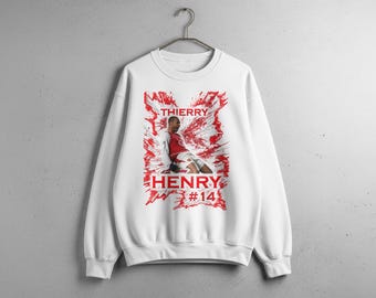 Thierry Henry Arsenal Sweatshirt, French Football Legend, Retro Gunners Fan Gift