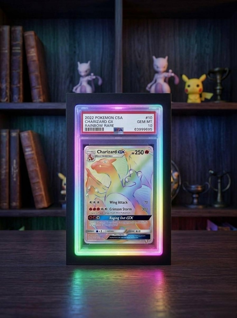 Graded Card Display Frame Case Rgb LED Light – Pokemon TCG Cards PSA sgc cgc image 1