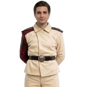 Kurtka skórzana inspektora UF-16 Sci-Fi | Kostium cosplayowy żołnierza kosmicznego | Ręcznie robiony prezent dla gracza