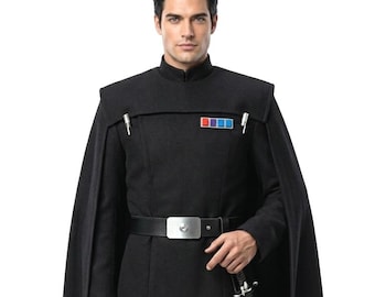 Imperial Officer Cosplay-kostym med läderbälte – Star Wars-inspirerad Galactic Empire svart kostym