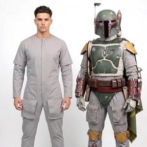 Boba Fett flight suit, professional handmade tactical costume for Mandalorian cosplay and Star Wars fans.