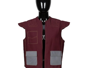 Red Mandalorian Cosplay Vest | Din Djarin Inspired Armor Vest | Star Wars Bounty Hunter Costume | Sci-Fi Cosplay Gear for Men & Women