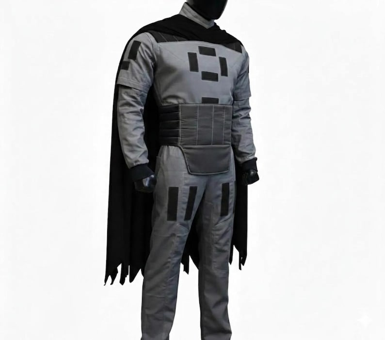 Handmade Din Djarin Mandalorian flight suit, a premium bounty hunter cosplay set crafted from heavyweight cotton-twill for cinema-quality accuracy.