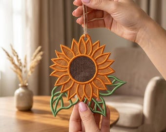 Sunflower FSL Earring Ornament Embroidery Design: Boho Floral Lace Jewelry Pattern | Machine Embroidery File | Digital Download
