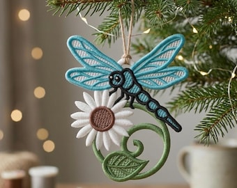 FSL Dragonfly Daisy Embroidery Design | Free Standing Lace Machine Pattern (Digital Download)