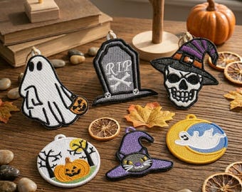FSL Halloween Embroidery Designs Bundle Free Standing Lace Earrings Ornaments Digital Download 4x4 Machine Embroidery Patterns