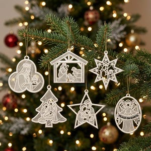 FSL Nativity Scene Embroidery Design Holy Family Lace Ornament Christmas Hanging Decor Freestanding Lace Machine Embroidery File