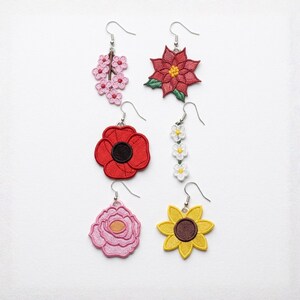 Diseños de bordado a máquina para aretes de flores FSL: joyería de encaje independiente (descarga instantánea)