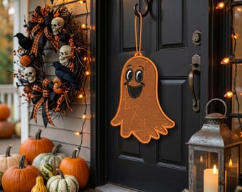 FSL Ghost Witch Halloween Ornament Embroidery Design – Freestanding Lace Hanging Decor (Digital File)