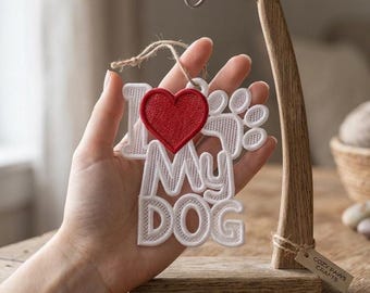 FSL I Love My Dog Lace Ornament & Earring: Handmade Pet Lover Gift (Digital Download)