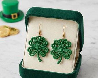 Four Leaf Clover Lace Earrings, St. Patrick's Day Irish Jewelry (Digital Download)