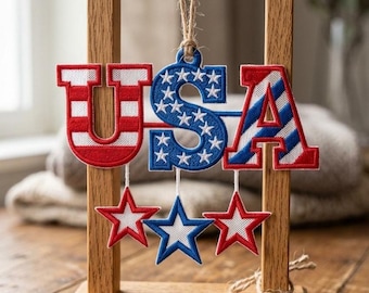 FSL 4th of July USA Embroidery Designs: Patriotic Lace Ornaments (Instant Download)