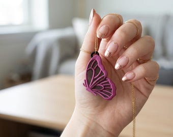 FSL Butterfly Earrings Embroidery Design, Elegant Lace Butterfly Hanging Ornament, Machine Embroidery Digital Download