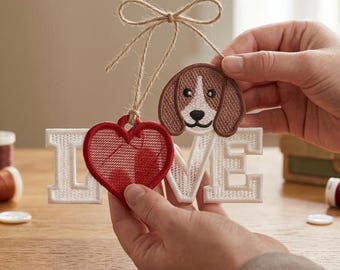 FSL I Love My Dog Lace Ornament & Earring: Handmade Pet Lover Gift (Digital Download)