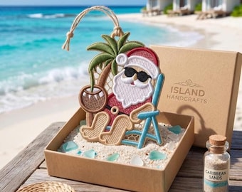 Beach Santa Free Standing Lace Ornament Embroidery Design (Digital Download)