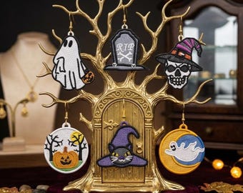 FSL Halloween Embroidery Designs Bundle Free Standing Lace Earrings Ornaments Digital Download 4x4 Machine Embroidery Patterns