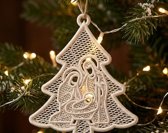 Freestanding Lace Nativity Tree Ornament Embroidery Design (Digital Download)