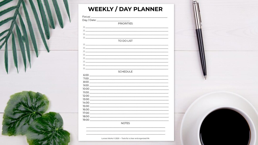 Minimalist Daily Weekly Planner | Productivity to Do List (A4/US Letter ...