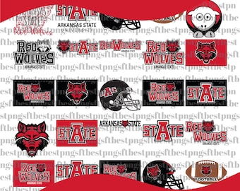 Paquete SVG de los Lobos Rojos, Fútbol Americano Estatal de Arkansas, Paquete SVG, Cricut, Imprimible, Universidad, Colegio, Baloncesto, SVG PNG PDF, Descargar