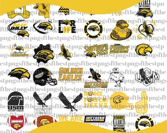Paquete SVG de Golden Eagles, fútbol americano de Southern Miss, paquete SVG, Cricut, imprimible, universidad, baloncesto, SVG PNG PDF, descarga