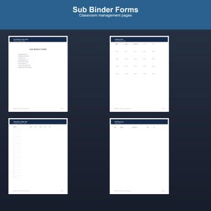 Sub Binder Forms Printable | Classroom Management Pages for Substitute Teachers