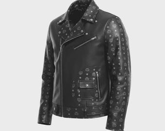 MCM LEATHER Biker STREETWEAR-jacka i läder för herr och dam