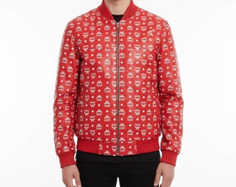 MCM Svart bomberjacka Designerinspirerad MCM skinnjacka