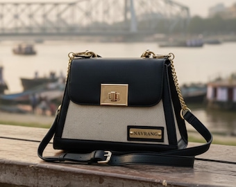 Luksusowa torebka damska z prawdziwej skóry i juty, kompaktowa, designerska torebka z uchwytem u góry