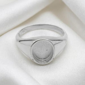925 Sterling Silver Blank Oval Shape Bezel Men's Ring Setting For Resin & Gemstone Work, Oval Bezel Men's Signet Ring Cup, Blank Ring Base,