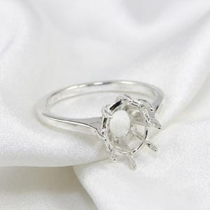 925 Sterling Silver Oval Ring Blank, 8 Prong Setting Without Stone Solitaire Ring, Semi Mounting Ring, Memorial Jewelry, DIY Craft Supplies