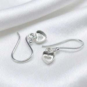 Blank Bezel Heart Dangle Earring Settings, 925 Sterling Silver Love Heart Drop Earring, Without Stone Tiny DIY breast milk, Memorial Jewelry