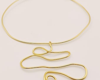 Handmade ethnic hippie gold wire fairy rock punk necklace