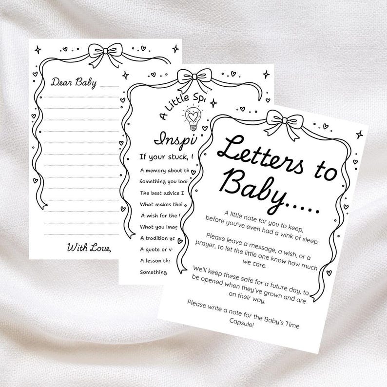 Letters to Baby Time Capsule Set, Minimalist Bow Baby Shower Activity ...