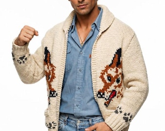 Fox Cardigan Inspired Hail Mary | Hand Knit Wool Zip Sweater