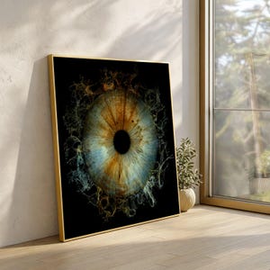 Impresión en lienzo de un ojo humano abstracto, diseño de iris macro, arte mural surrealista