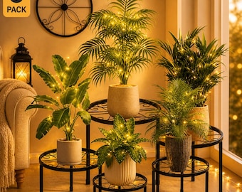 Set of 5 Metal Plant Stands, Heavy Duty Indoor Outdoor Flower Pot Risers
