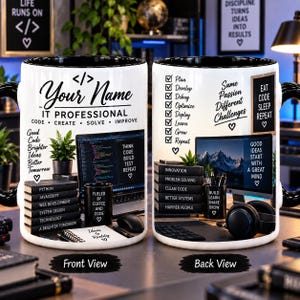 Personalized IT Professional Mug, Programmer Gift, Software Developer Coffee Cup, Coding Gift for Tech Lover, Custom Name Mug