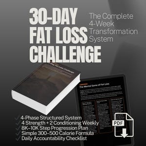 30 Day Fat Loss Challenge E-book – 4 Week Transformation Program | Workout & Nutrition | Weight Loss Accountability System