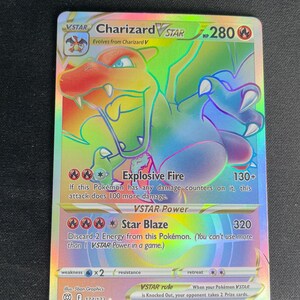Carte Pokémon personnalisée Charizard VSTAR Rainbow - 2022 174/172 Étoiles Brillantes, Holographique JCC
