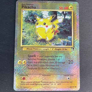 Pikachu Custom 2002 Legendary Collection  - Reverse Holo Replica Pokemon Card Base Set 1st Edition Proxy TCG Set (Case Included) Gift