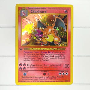 Zestaw Charizard Base Set Custom 1999, 1. edycja, karta Pokemon – Holo (w zestawie etui) 4/102, holograficzny prezent TCG