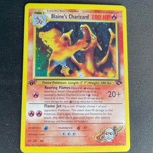Blaines Charizard 1ère édition 2/132 Défi Gym Holo - Carte Pokémon Holographique JCC Cadeau