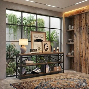 Modern Entryway Console Table, 70.8 Inch Extra Long Sofa Table with 3 Tier Storage Shelves for Home Organization