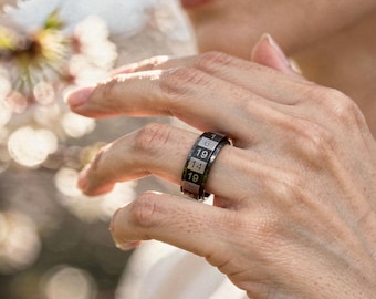 Rotating Number Spinner Ring: Stainless Steel Fidget Band for Anxiety Relief